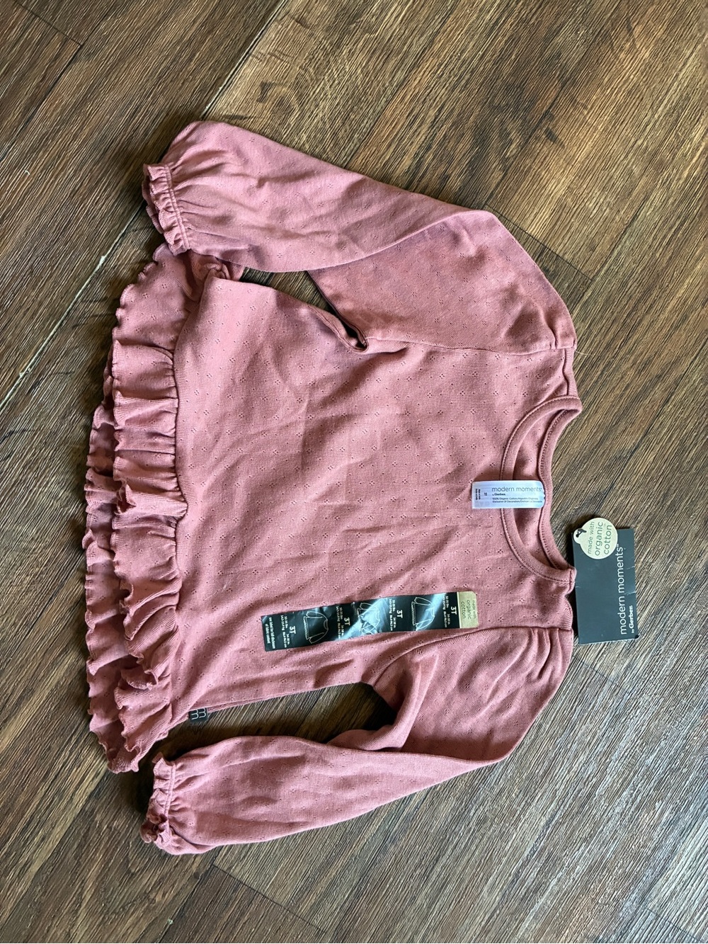Gerber Dusty Pink Long-Sleeve Ruffle Hem Top
